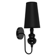 GloboStar® LAURA 01500 Μοντέρνο Επιτοίχιο Φωτιστικό Απλίκα Μονόφωτο 1 x E27 IP20 Μαύρο Μέταλλο με Μαύρο Ύφασμα - Μ21 x Π15 x Y48cm