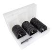 GloboStar® 79557 ΣΕΤ 3 Διακοσμητικών Realistic Κεριών Παραφίνης με LED Εφέ Κινούμενης Φλόγας - Μπαταρίας & Ασύρματο Χειριστήριο IR Μαύρα με Ασημένιες Ρίγες Θερμό Λευκό 3000K Dimmable