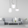 GloboStar® FREYA 00747 Μοντέρνο Κρεμαστό Φωτιστικό Ανάρτηση Μονόφωτο 1 x E27 IP20 Λευκό Γυαλί με Ασημί Μέταλλο - Μ34 x Π34 x Υ23cm