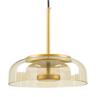 GloboStar® CHARLOTTE 00744 Μοντέρνο Κρεμαστό Φωτιστικό Καμπάνα CREE LED 5W 500lm 180° AC 85-265V IP20 Θερμό Λευκό 2700K Μελί Γυαλί με Χρυσό Μέταλλο - Μ23 x Π23 x Υ23cm - 2 Xρόνια Εγγύηση