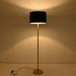 GloboStar® ASHLEY 00825 Μοντέρνο Επιδαπέδιο Φωτιστικό Μονόφωτο 1 x E27 IP20 Χρυσό Μέταλλο με Μαύρο Ύφασμα - Μ40 x Π40 x Υ148cm