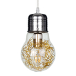 GloboStar® LAMP 00807 Μοντέρνο Κρεμαστό Φωτιστικό Φιγούρα Μονόφωτο 1 x E27 IP20 Ασημί & Χρυσό Μέταλλο με Διάφανο Γυαλί - Μ15 x Π15 x Υ27cm