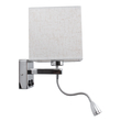 GloboStar® ELEGANT 01495 Μοντέρνο Επιτοίχιο Φωτιστικό Απλίκα με LED Βραχίονα Δίφωτο 1 x E27 IP20 Λευκό Ύφασμα με Ασημί Μέταλλο - Μ17 x Π21 x Υ43cm