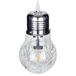 GloboStar® LAMP 01676 Μοντέρνο Κρεμαστό Φωτιστικό Φιγούρα Μονόφωτο 1 x E27 IP20 Ασημί Μέταλλο με Διάφανο Γυαλί - Μ15 x Π15 x Υ27cm