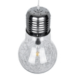 GloboStar® LAMP 01677 Μοντέρνο Κρεμαστό Φωτιστικό Φιγούρα Μονόφωτο 1 x E27 IP20 Ασημί Μέταλλο με Διάφανο Γυαλί - Μ30 x Π30 x Υ52cm