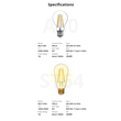 GloboStar® 80027 SONOFF B02-F-A60-R2 - Wi-Fi Smart LED Filament Bulb E27 A60 7W 806lm AC 220-240V CCT Change from 2200K to 6500K Dimmable