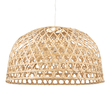 GloboStar® MANGEA 00717 Boho Κρεμαστό Φωτιστικό Πλέγμα Μονόφωτο 1 x E27 IP20 Μπεζ Ξύλο - Μ100 x Π100 x Υ59cm