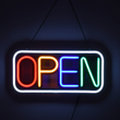 GloboStar® 85857 Φωτιστικό Ταμπέλα Φωτεινή Επιγραφή NEON LED Σήμανσης Animated Square OPEN 30W AC 230V με Διακόπτη On/Off και Ασύρματο Χειριστήριο IR Λευκό - Κόκκινο - Πράσινο - Κίτρινο - Γαλάζιο
