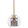 GloboStar® AVERY 00739 Μοντέρνο Κρεμαστό Φωτιστικό Μπάλα Μονόφωτο 1 x E27 IP20 Διάφανο Γυαλί με Χρυσό Μέταλλο - Μ18 x Π18 x Υ38cm