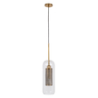 GloboStar® AVERY 00741 Μοντέρνο Κρεμαστό Φωτιστικό Πλέγμα Μονόφωτο 1 x E27 IP20 Διάφανο Γυαλί με Χρυσό Μέταλλο - Μ15 x Π15 x Υ60cm