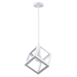 GloboStar® CUBE 00802 Μοντέρνο Κρεμαστό Φωτιστικό Πλέγμα Μονόφωτο 1 x E27 IP20 Λευκό Μέταλλο - Μ25 x Π25 x Υ25cm