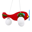GloboStar® AIRPLANE 01575 Παιδικό Κρεμαστό Φωτιστικό Φιγούρα Τρίφωτο 3 x E27 IP20 Πολύχρωμο Ξύλο με Λευκό Γυαλί - Μ51 x Π49 x Υ26cm