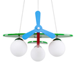 GloboStar® AIRPLANE 01575 Παιδικό Κρεμαστό Φωτιστικό Φιγούρα Τρίφωτο 3 x E27 IP20 Πολύχρωμο Ξύλο με Λευκό Γυαλί - Μ51 x Π49 x Υ26cm