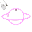 GloboStar® 78588 Φωτιστικό Ταμπέλα Φωτεινή Επιγραφή NEON LED Σήμανσης PLANET SATURN 5W με Καλώδιο Τροφοδοσίας USB - Μπαταρίας 3xAAA (Δεν Περιλαμβάνονται) - Ροζ
