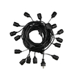 GloboStar® 78982 WIRE GARLAND Καλωδιογιρλάντα PVC 5 Μέτρων με 15 Ντουί E27 με Πρίζα Schuko Επεκτεινόμενη Αδιάβροχη IP65