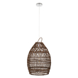 GloboStar® TAHITI 00711 Boho Κρεμαστό Φωτιστικό Πλέγμα Μονόφωτο 1 x E27 IP20 Καφέ Ξύλο - Μ38 x Π38 x Υ50cm