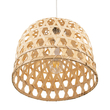 GloboStar® MANGEA 00715 Boho Κρεμαστό Φωτιστικό Πλέγμα Μονόφωτο 1 x E27 IP20 Μπεζ Ξύλο - Μ35 x Π35 x Υ22cm