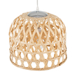 GloboStar® MANGEA 00715 Boho Κρεμαστό Φωτιστικό Πλέγμα Μονόφωτο 1 x E27 IP20 Μπεζ Ξύλο - Μ35 x Π35 x Υ22cm