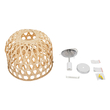 GloboStar® MANGEA 00715 Boho Κρεμαστό Φωτιστικό Πλέγμα Μονόφωτο 1 x E27 IP20 Μπεζ Ξύλο - Μ35 x Π35 x Υ22cm