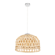 GloboStar® MANGEA 00716 Boho Κρεμαστό Φωτιστικό Πλέγμα Μονόφωτο 1 x E27 IP20 Μπέζ Ξύλο - Μ50 x Π50 x Υ34cm