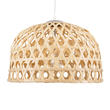 GloboStar® MANGEA 00716 Boho Κρεμαστό Φωτιστικό Πλέγμα Μονόφωτο 1 x E27 IP20 Μπέζ Ξύλο - Μ50 x Π50 x Υ34cm