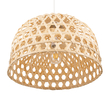 GloboStar® MANGEA 00716 Boho Κρεμαστό Φωτιστικό Πλέγμα Μονόφωτο 1 x E27 IP20 Μπέζ Ξύλο - Μ50 x Π50 x Υ34cm