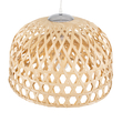 GloboStar® MANGEA 00716 Boho Κρεμαστό Φωτιστικό Πλέγμα Μονόφωτο 1 x E27 IP20 Μπέζ Ξύλο - Μ50 x Π50 x Υ34cm