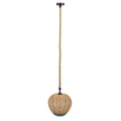 GloboStar® SIMON 00726 Boho Κρεμαστό Φωτιστικό Πλέγμα Μονόφωτο 1 x E27 IP20 Μπεζ & Μπλε Σχοινί - Μ30 x Π30 x Υ30cm