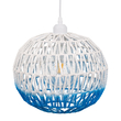 GloboStar® SANTOR 00728 Boho Κρεμαστό Φωτιστικό Πλέγμα Μονόφωτο 1 x E27 IP20 Λευκό & Μπλε Σχοινί - Μ30 x Π30 x Υ30cm
