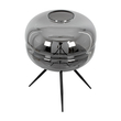 GloboStar® JAVAN 00738 Μοντέρνο Επιτραπέζιο Φωτιστικό Πορτατίφ Λαμπατέρ Μονόφωτο Φιμέ Νίκελ Γυάλινο Μαύρο Μεταλλικό Φ30 x Υ19cm