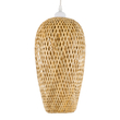 GloboStar® SAN TROPEZ 00764 Boho Κρεμαστό Φωτιστικό Ανάρτηση Μονόφωτο 1 x E27 IP20 Μπεζ Ξύλο - Μ19 x Π19 x Υ42cm