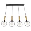 GloboStar® OLVERO 00775 Μοντέρνο Κρεμαστό Φωτιστικό Ράγα Πολύφωτο 4 x E27 IP20 Μαύρο & Χρυσό Μέταλλο - Μ90 x Π18 x Y130cm