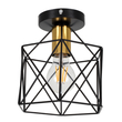 GloboStar® TRON 00792 Μοντέρνο Φωτιστικό Οροφής Πλέγμα Μονόφωτο 1 x E27 IP20 Μαύρο & Χρυσό Μέταλλο - Μ18 x Π18 x Υ19.5cm