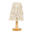 GloboStar® RWANDA 36210 Vintage Επιτραπέζιο Φωτιστικό Πορτατίφ Μονόφωτο Boho - Μακραμέ Πλεκτό Χειροποίητο Μπεζ Υφασμάτινο με Σχοινί Φ15 x Υ30cm
