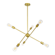 GloboStar® ZANE 00786 Μοντέρνο Φωτιστικό Οροφής Πλέγμα Πολύφωτο 6 x E27 IP20 Χρυσό Μέταλλο - Μ70 x Π70 x Υ100cm
