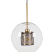 GloboStar® AVERY 00740 Μοντέρνο Κρεμαστό Φωτιστικό Μπάλα Μονόφωτο 1 x E27 IP20 Διάφανο Γυαλί με Χρυσό Μέταλλο - Μ30 x Π30 x Υ48cm