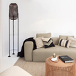 GloboStar® CURACAO 00771 Μοντέρνο Επιδαπέδιο Φωτιστικό Μονόφωτο 1 x E27 IP20 Μαύρο Μέταλλο με Καφέ Ξύλο - Μ30 x Π30 x Υ170cm