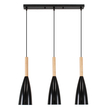 GloboStar® DILLON 00630 Μοντέρνο Κρεμαστό Φωτιστικό Ράγα Τρίφωτο 3 x E27 IP20 Μαύρο Μέταλλο με Μπεζ Ξύλο - Μ54 x Π14 x Υ130cm