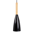 GloboStar® DILLON 00630 Μοντέρνο Κρεμαστό Φωτιστικό Ράγα Τρίφωτο 3 x E27 IP20 Μαύρο Μέταλλο με Μπεζ Ξύλο - Μ54 x Π14 x Υ130cm