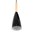 GloboStar® DILLON 00630 Μοντέρνο Κρεμαστό Φωτιστικό Ράγα Τρίφωτο 3 x E27 IP20 Μαύρο Μέταλλο με Μπεζ Ξύλο - Μ54 x Π14 x Υ130cm