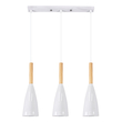 GloboStar® DILLON 00631 Μοντέρνο Κρεμαστό Φωτιστικό Ράγα Τρίφωτο 3 x E27 IP20 Λευκό Μέταλλο με Μπεζ Ξύλο - Μ54 x Π14 x Υ130cm