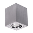 GloboStar® AKIRA 60623 Επιφανειακό Κινούμενο Τετράγωνο Φωτιστικό Σποτ Αλουμινίου με Ντουί GU10 AC 220-240V IP44 Μ8 x Π8 x Υ10cm - Ασημί Βούρτσας