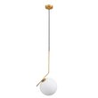 GloboStar® MONROE 00956 Μοντέρνο Κρεμαστό Φωτιστικό Μπάλα Μονόφωτο 1 x E27 IP20 Χρυσό Μέταλλο με Λευκό Γυαλί - Μ30 x Π30 x Υ75cm