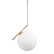 GloboStar® MONROE 00956 Μοντέρνο Κρεμαστό Φωτιστικό Μπάλα Μονόφωτο 1 x E27 IP20 Χρυσό Μέταλλο με Λευκό Γυαλί - Μ30 x Π30 x Υ75cm