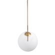 GloboStar® MONROE 00956 Μοντέρνο Κρεμαστό Φωτιστικό Μπάλα Μονόφωτο 1 x E27 IP20 Χρυσό Μέταλλο με Λευκό Γυαλί - Μ30 x Π30 x Υ75cm