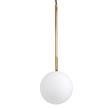 GloboStar® MONROE 00958 Μοντέρνο Κρεμαστό Φωτιστικό Μπάλα Μονόφωτο 1 x E27 IP20 Χρυσό Μέταλλο με Λευκό Γυαλί - Μ15 x Π15 x Υ49cm