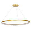GloboStar® DIAMOND 61135 Κρεμαστό Φωτιστικό Δαχτυλίδι-Κύκλος LED CCT 75W 8743lm 360° AC 220-240V - Εναλλαγή Φωτισμού μέσω Τηλεχειριστηρίου All In One Ψυχρό 6000k+Φυσικό 4500k+Θερμό 2700k Dimmable Φ100cm - Χρυσό Βούρτσας - 3 Years Warranty