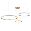 GloboStar® DIAMOND TRIO 61145 Κρεμαστό Φωτιστικό Δαχτυλίδι-Κύκλος LED CCT 120W 14723lm 360° AC 220-240V - Εναλλαγή Φωτισμού μέσω Τηλεχειριστηρίου All In One Ψυχρό 6000k+Φυσικό 4500k+Θερμό 2700k Dimmable Φ40+60+80cm - Χρυσό Βούρτσας - 3 Years Warranty