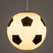 GloboStar® FOOTBALL 00647 Παιδικό Κρεμαστό Φωτιστικό Μπάλα Μονόφωτο 1 x E27 IP20 Λευκό & Μαύρο Γυαλί - Μ25 x Π25 x Υ25cm