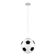 GloboStar® FOOTBALL 00647 Παιδικό Κρεμαστό Φωτιστικό Μπάλα Μονόφωτο 1 x E27 IP20 Λευκό & Μαύρο Γυαλί - Μ25 x Π25 x Υ25cm